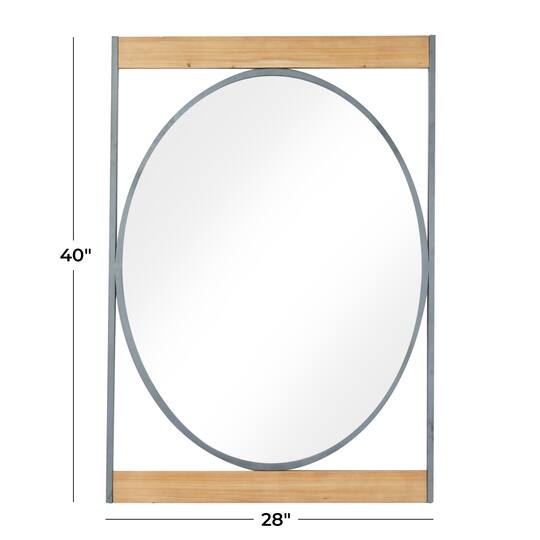 Brown Iron Industrial Wall Mirror, 40" x 28" x 2"